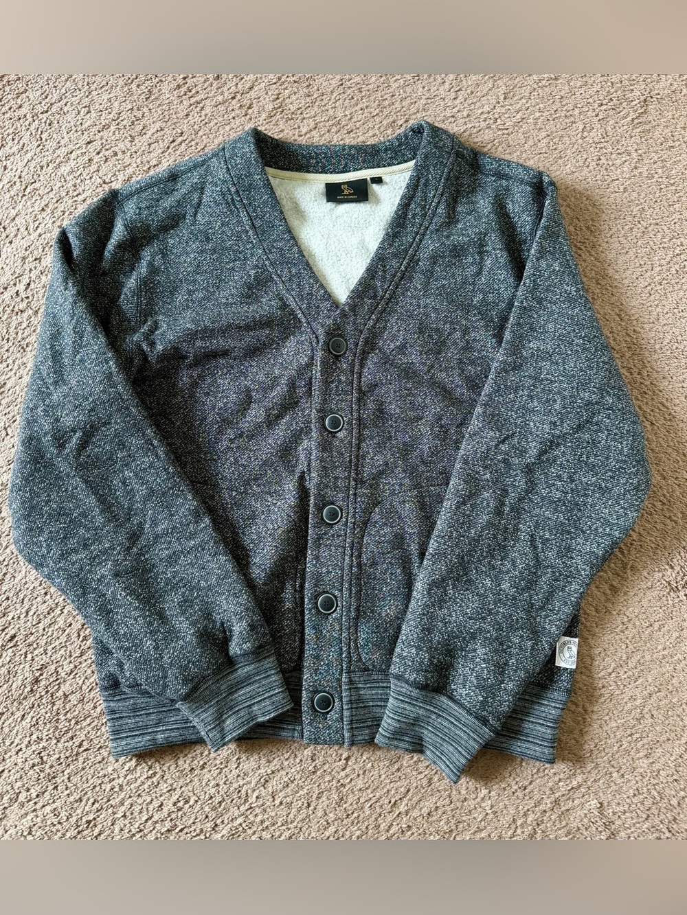 OVO Cardigan Grey Speckle Wings Horn XL